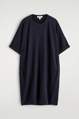 SCULPTED MERINO WOOL MINI DRESS — NAVY 2