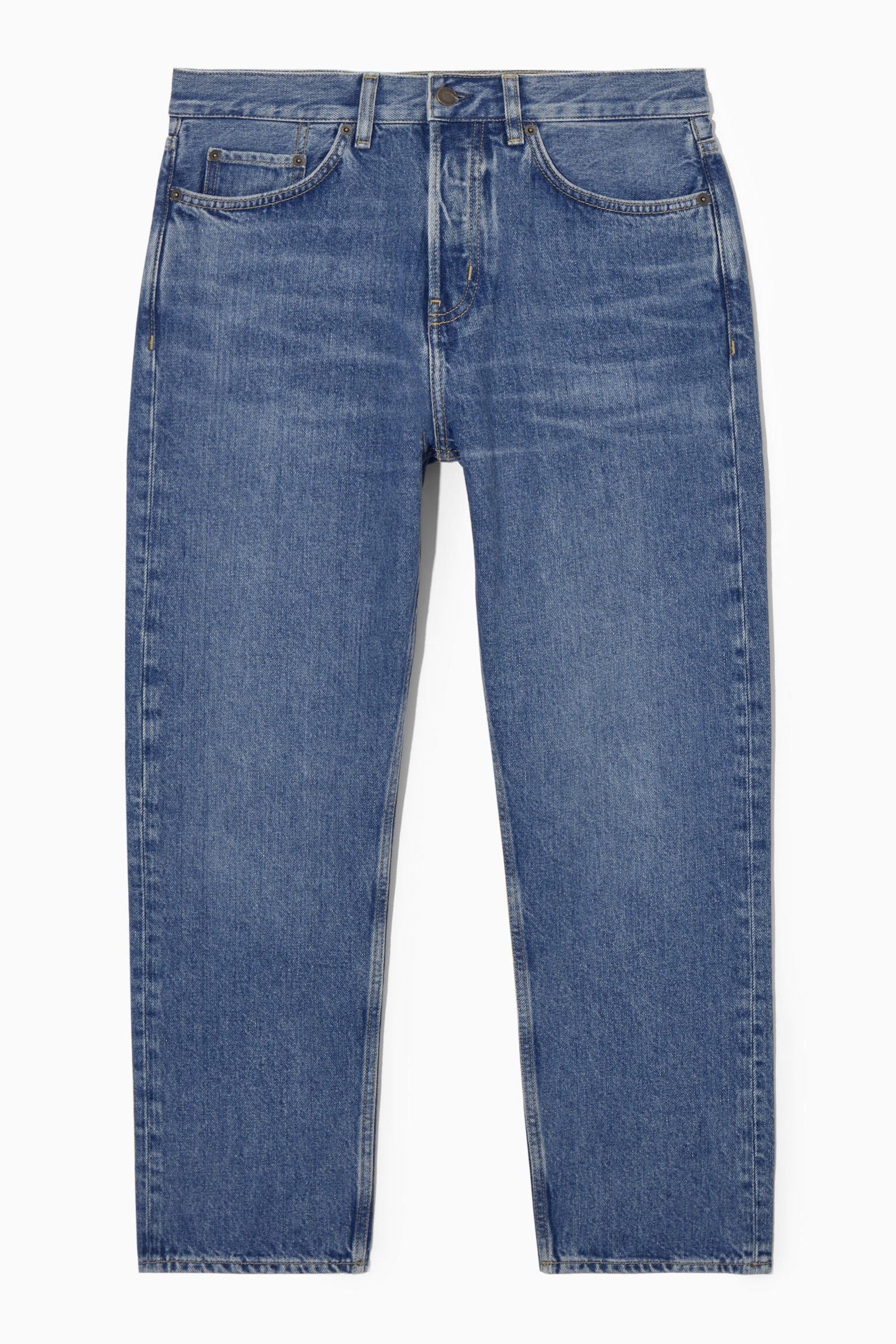 SKIM CROPPED STRAIGHT-LEG JEANS - WASHED BLUE/WHITE