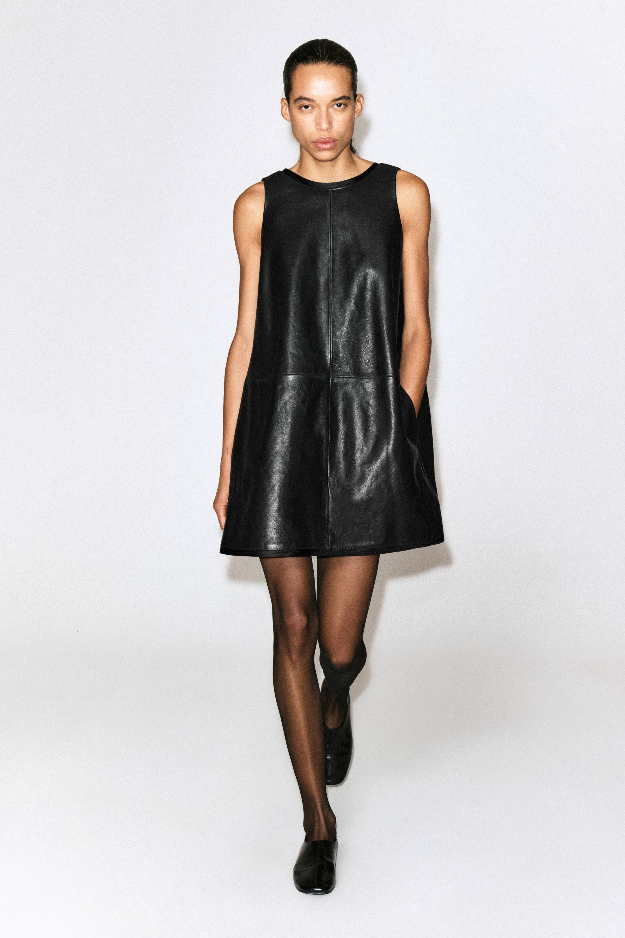 Visa större bild: LEATHER A-LINE MINI DRESS - SVART - DAM | H&M FI 1