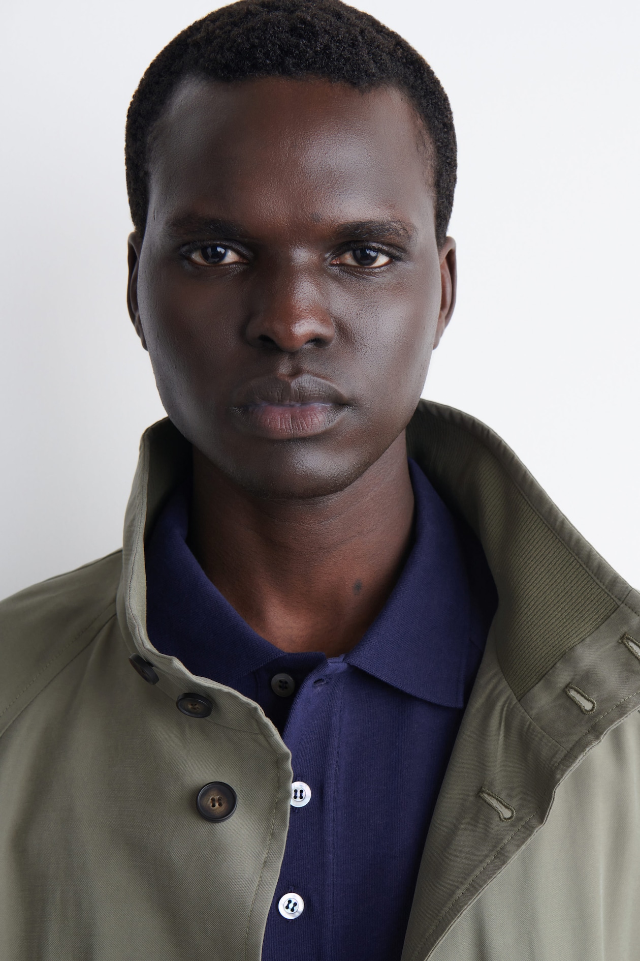 RELAXED COTTON-LINEN POLO SHIRT — NAVY