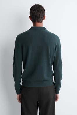 PURE CASHMERE POLO SWEATER — CHARCOAL 4