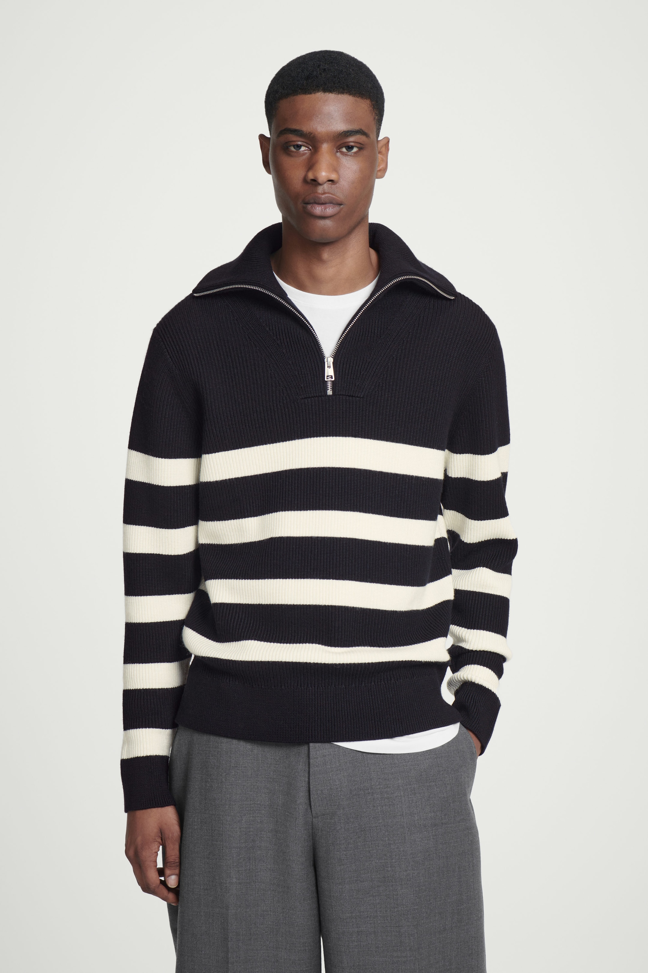 WOOL AND COTTON-BLEND HALF-ZIP JUMPER