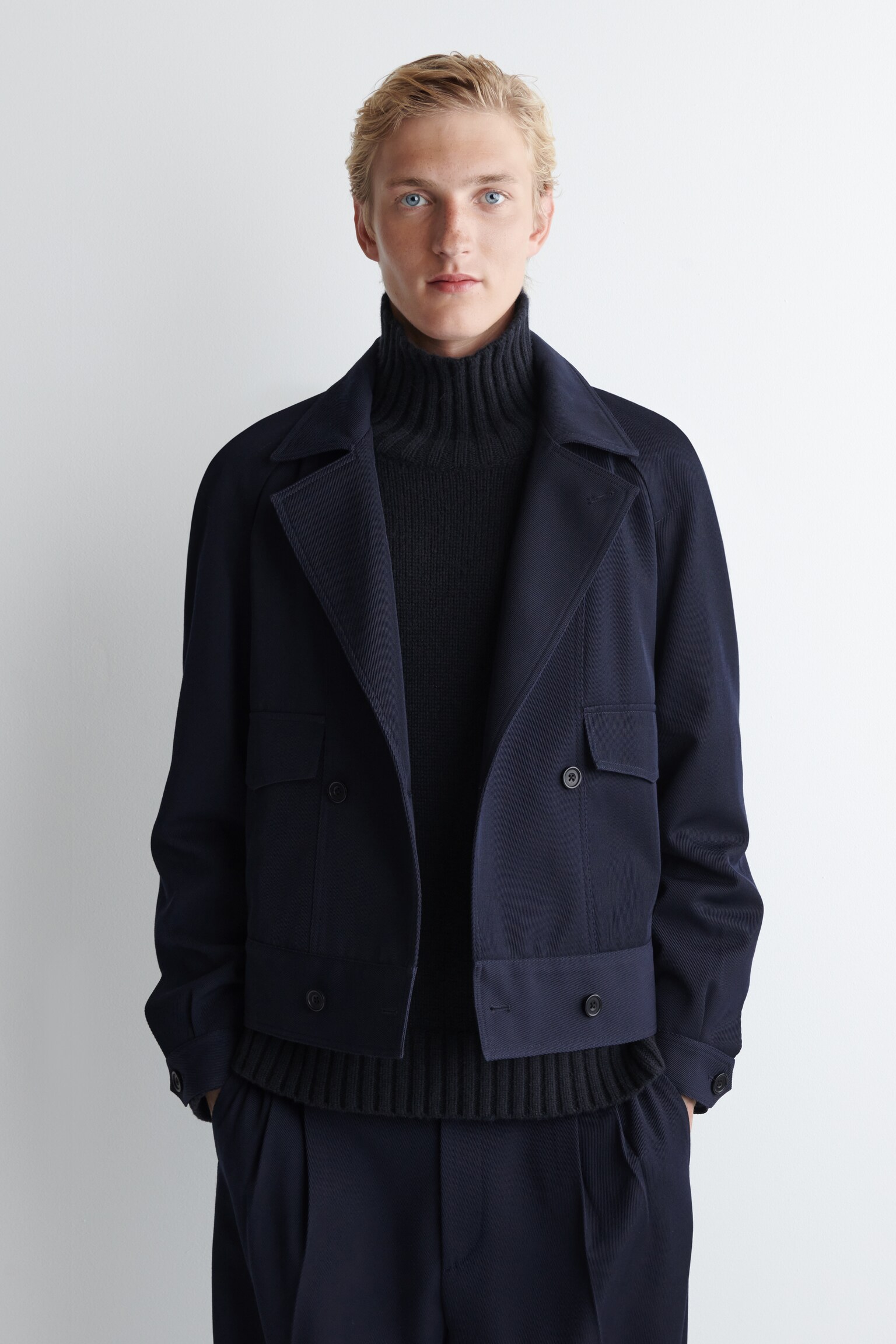 GIACCA DOPPIOPETTO IN MISTO LANA - BLU NAVY