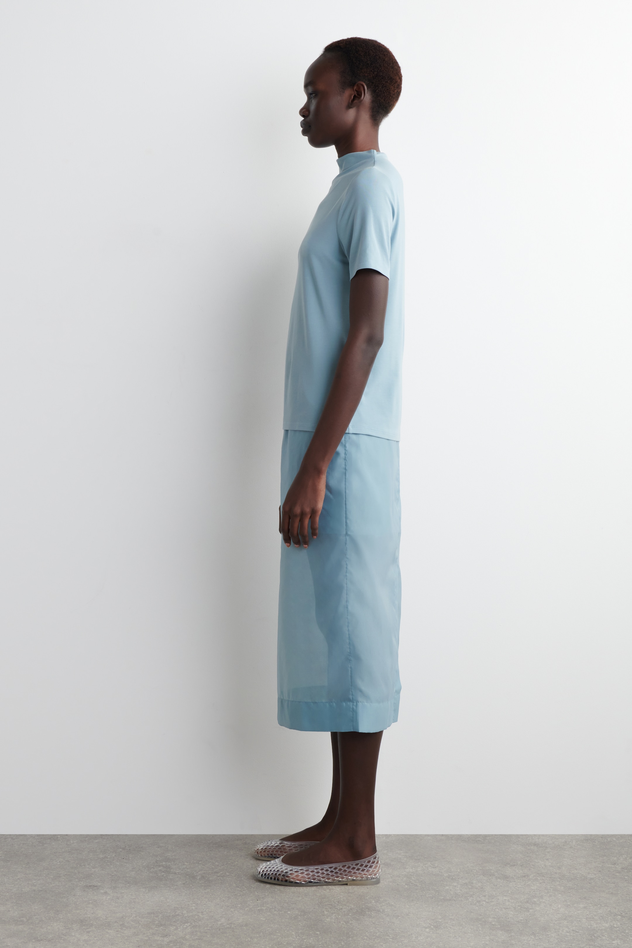 Agrandir l'image: T-SHIRT EN JERSEY DRAPÉ - Bleu acier - FEMME | H&M FR 3