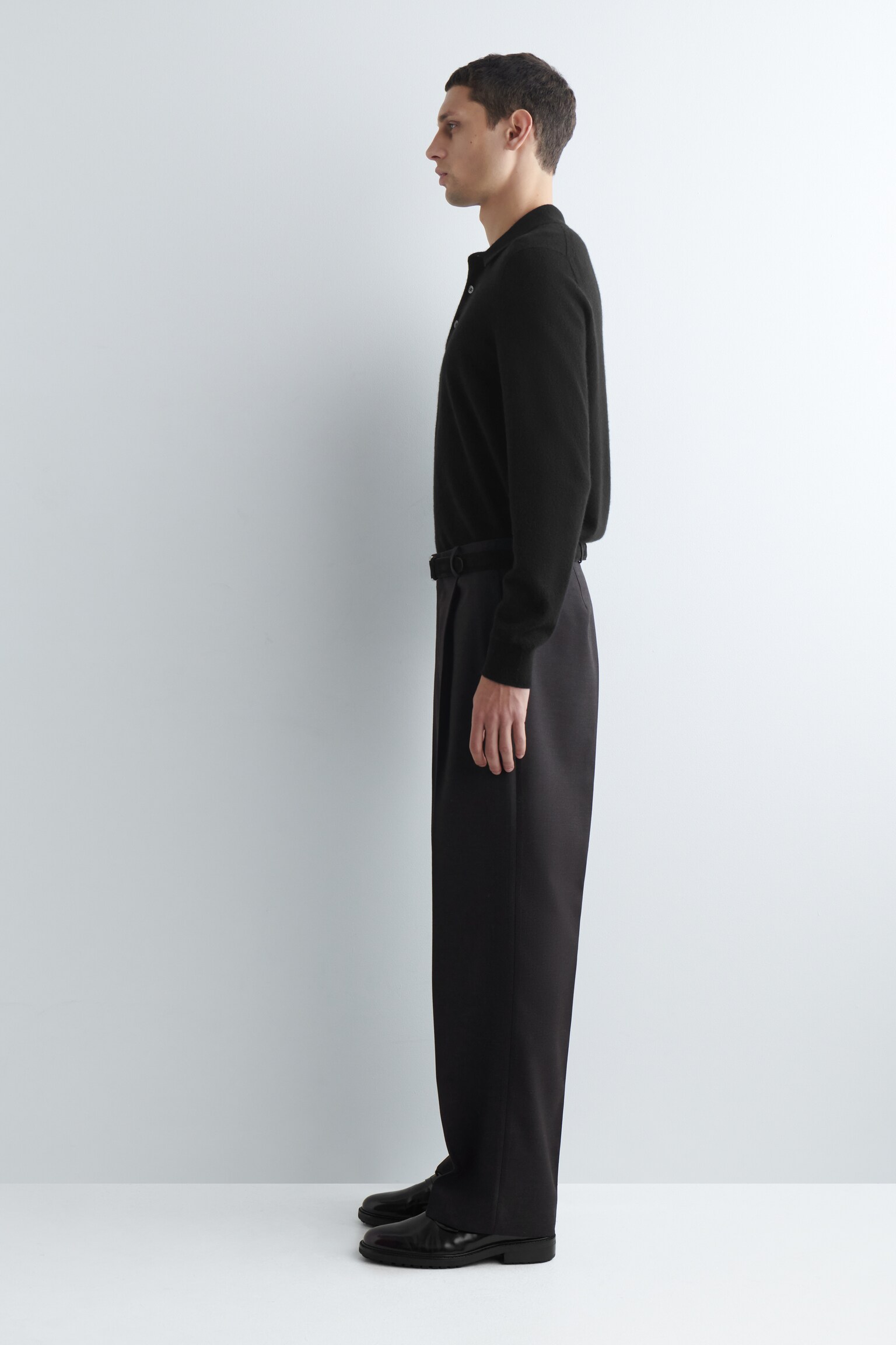 PLEATED WOOL TROUSERS - CHARCOAL - 3