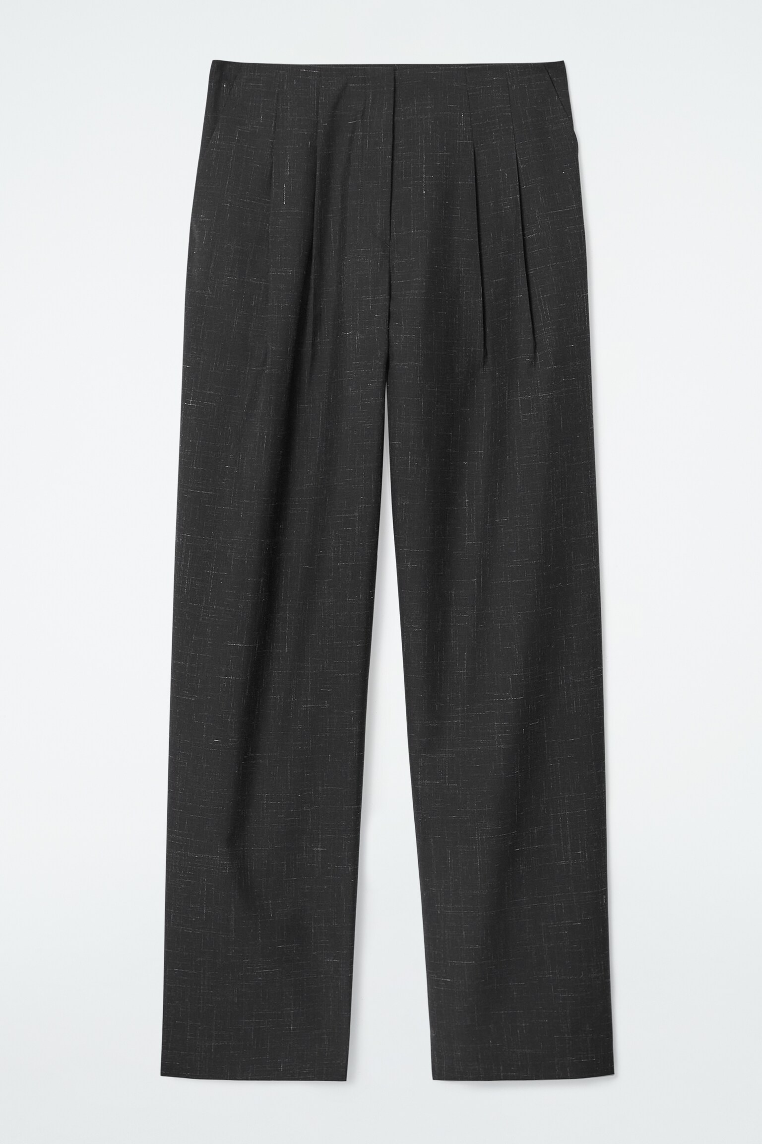 REGULAR FLECKED-WOOL STRAIGHT-LEG TROUSERS - CHARCOAL MÉLANGE