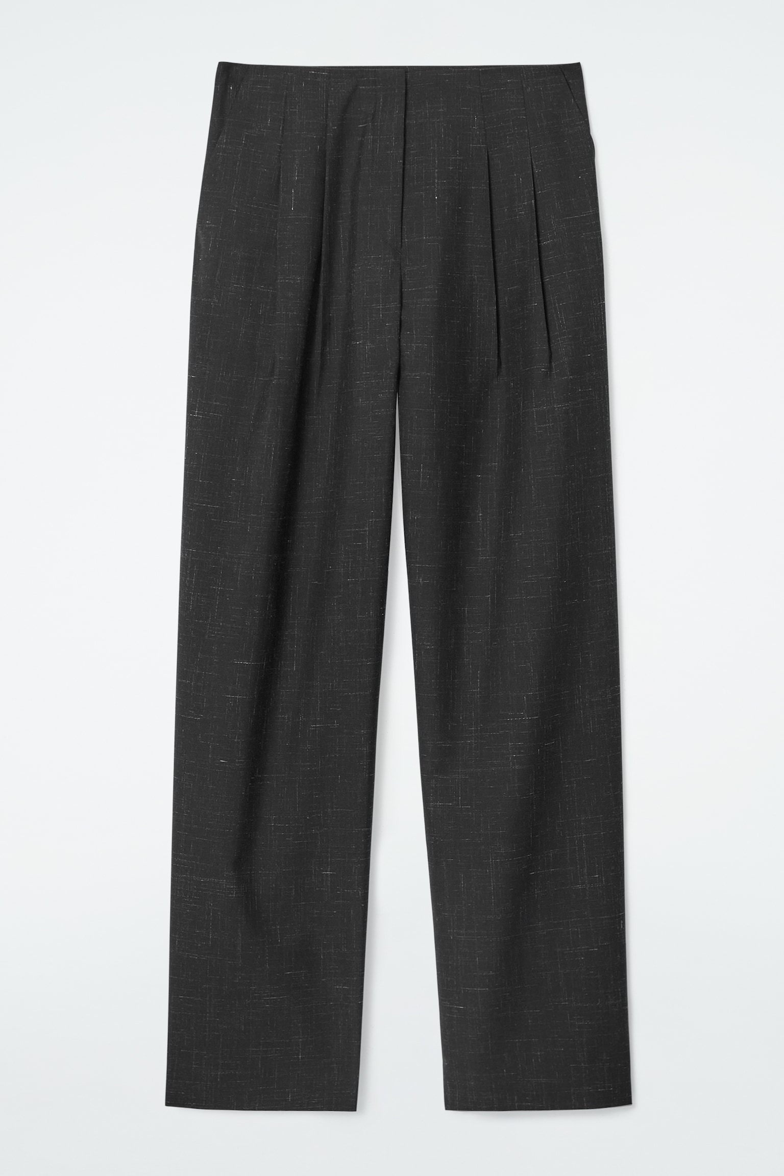 REGULAR FLECKED-WOOL STRAIGHT-LEG TROUSERS - CHARCOAL MÉLANGE