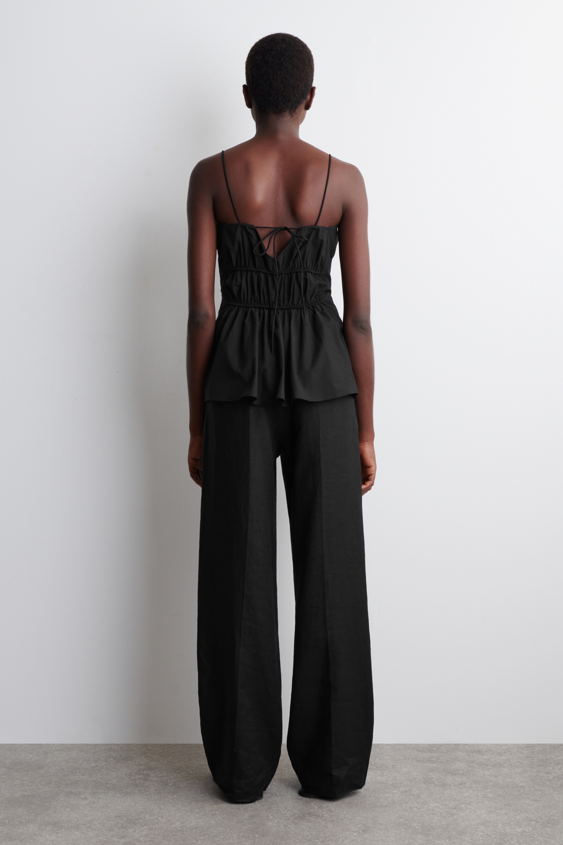 Agrandir l'image: HAUT À BASQUE EN COTON FRONCÉ - NOIR - FEMME | H&M FR 5