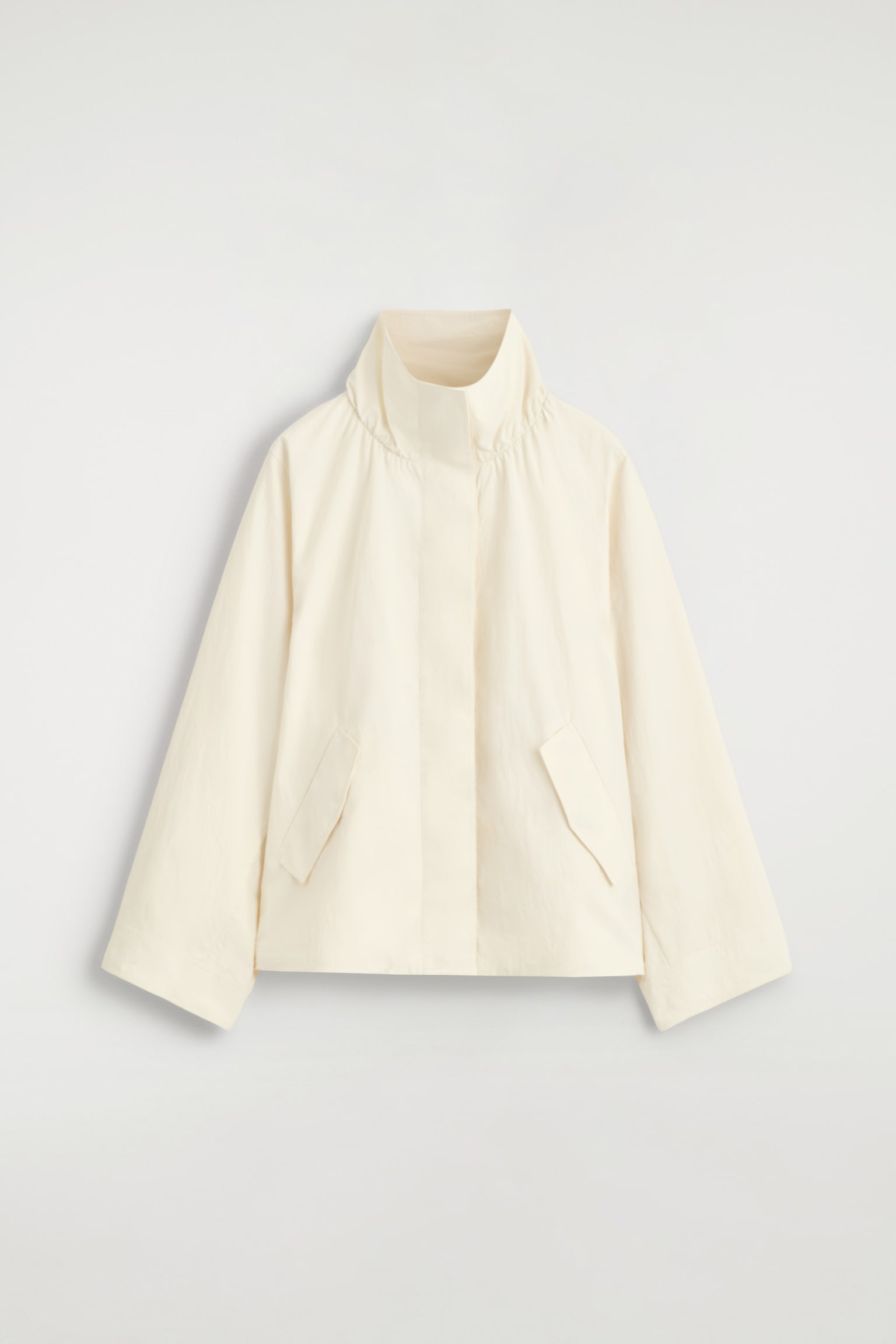 NYLON FUNNEL-NECK JACKET - OFF-WHITE/BLACK