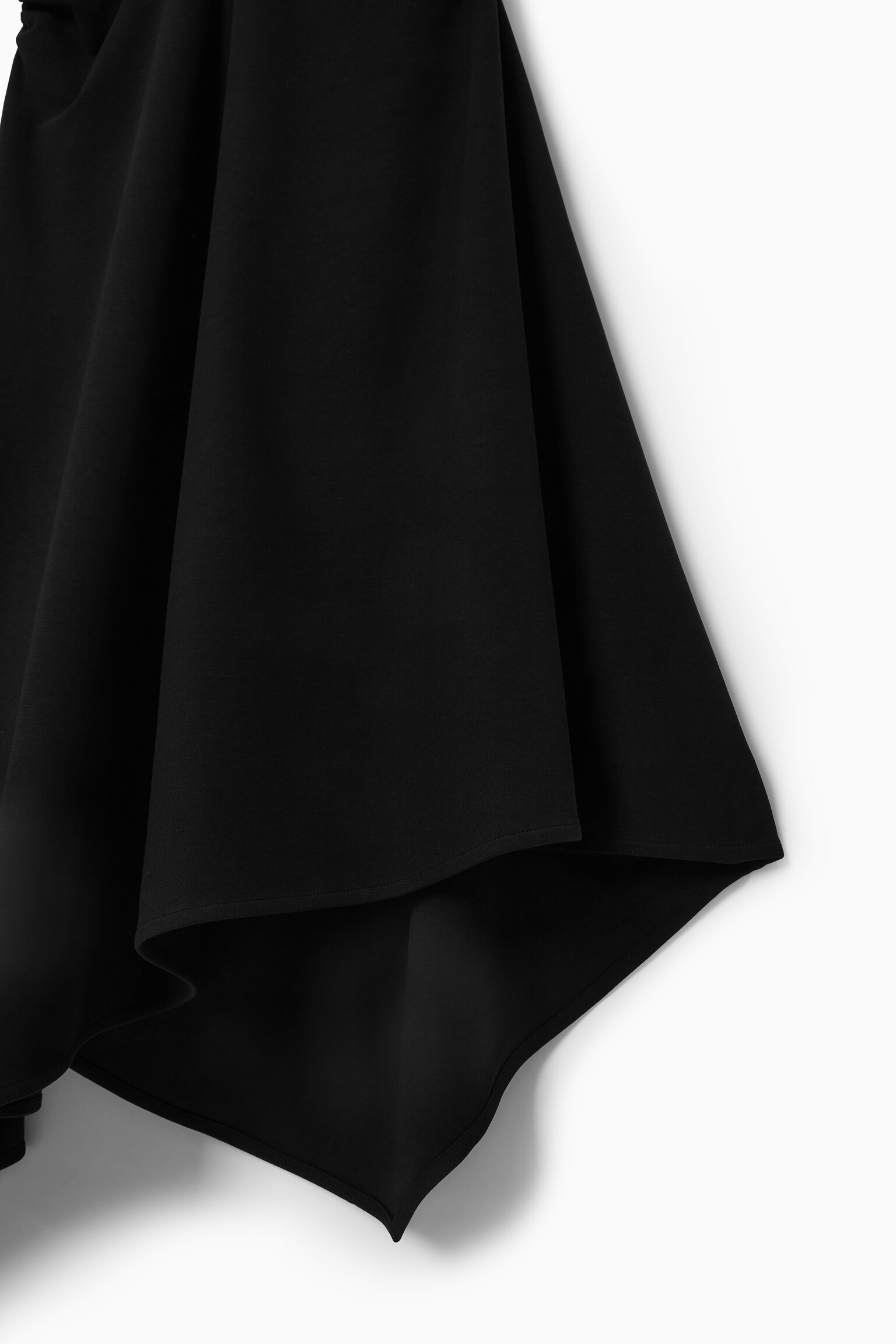 GATHERED ASYMMETRIC MIDI DRESS - BLACK/WHITE/LIGHT BLUE/RED - 3