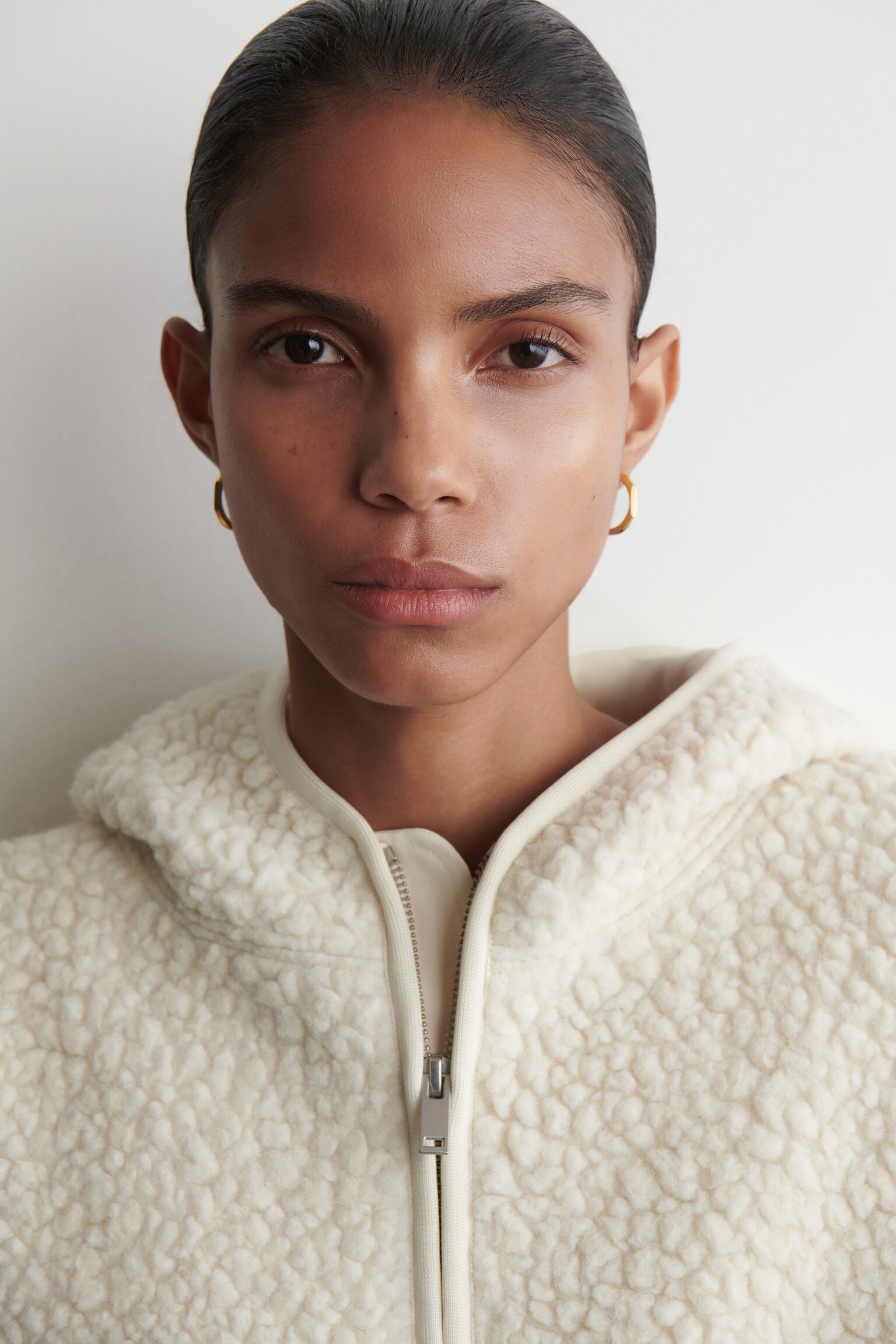 VESTE TEDDY À CAPUCHE - CRÈME - 9