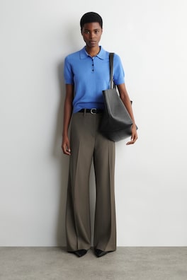 SHRUNKEN WOOL-BLEND POLO SHIRT — BLUE 2