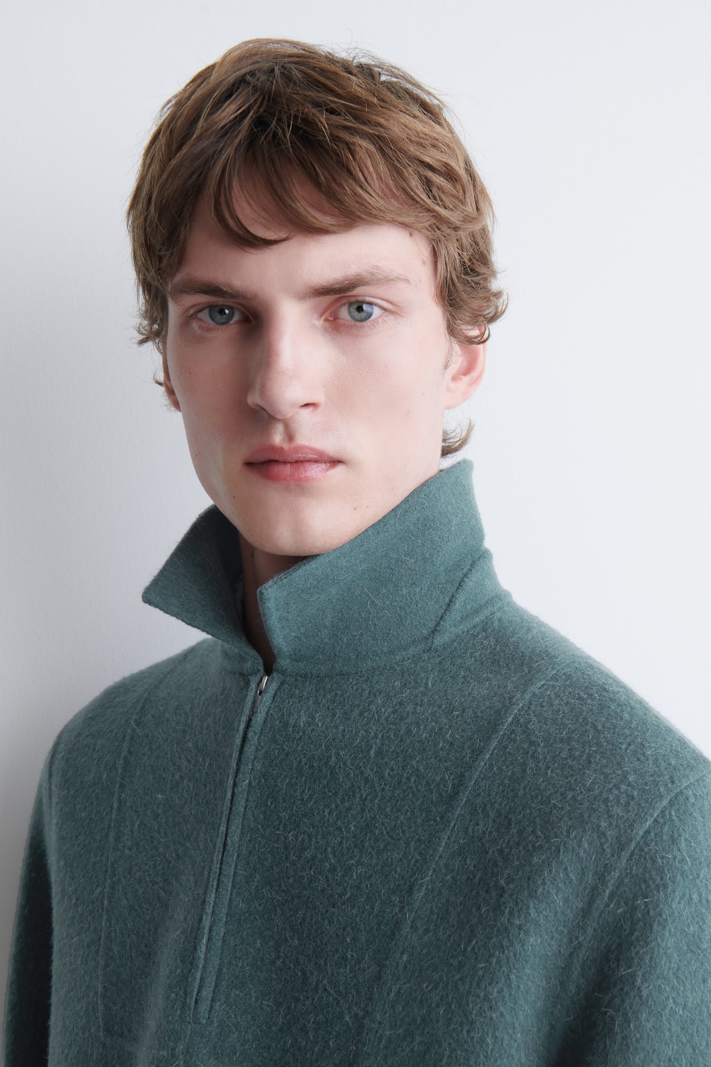 DOUBLE-FACED WOOL-BLEND ZIP-UP OVERSHIRT - DARK TURQUOISE | COS CA
