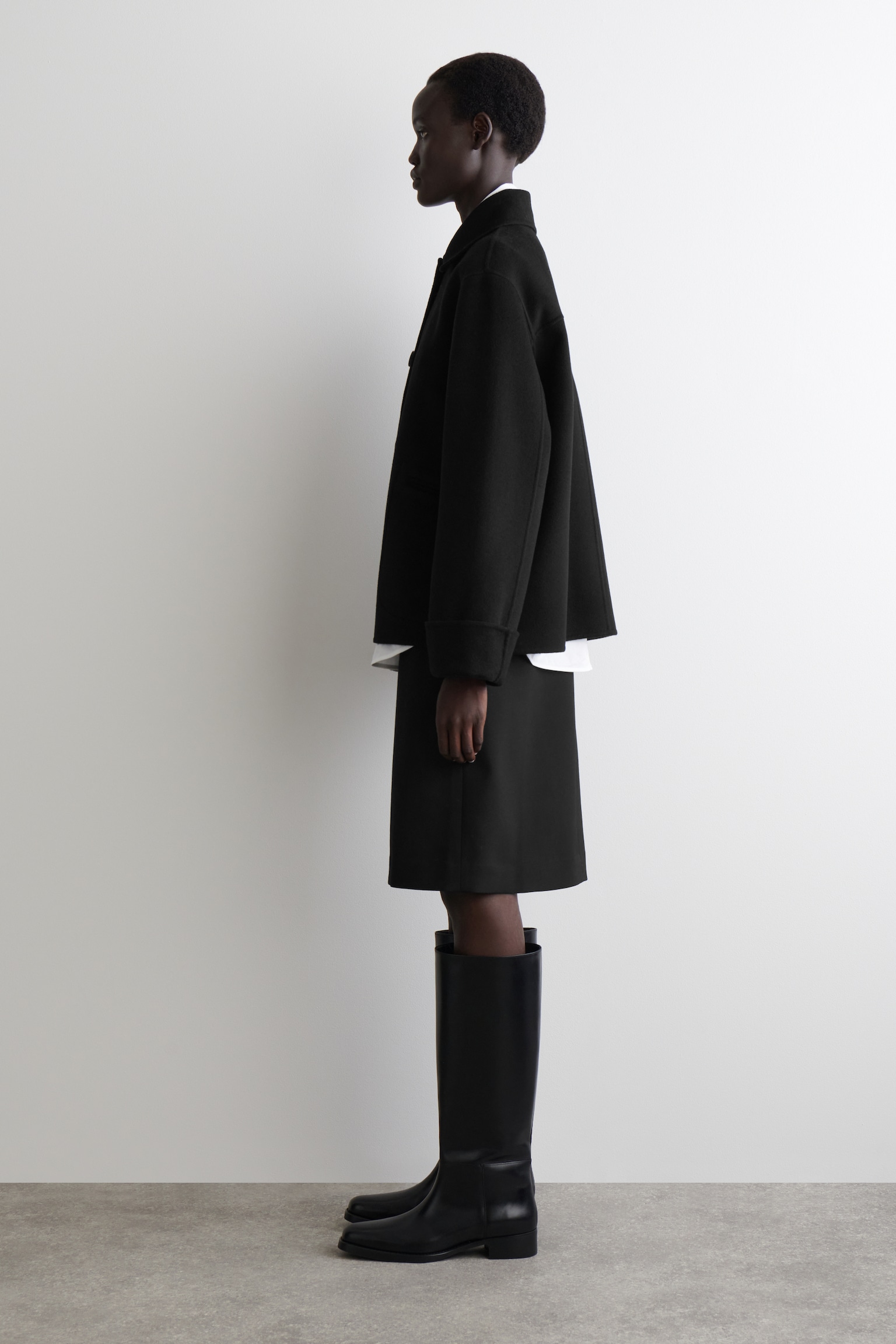 VESTE EN LAINE DOUBLE FACE - NOIR/BRUN FONCÉ - 6