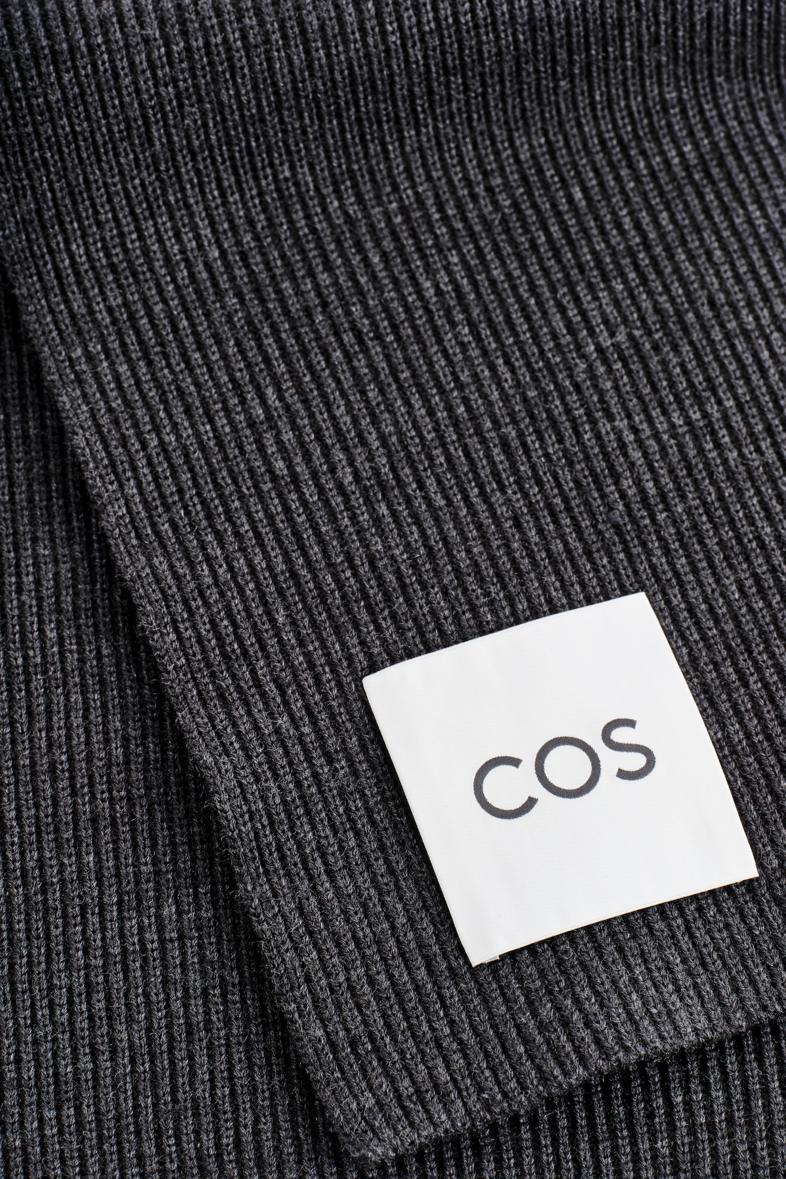 RIBBED WOOL SCARF - CHARCOAL - 4
