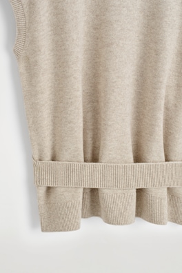 BELT-DETAIL FUNNEL-NECK WOOL VEST — BEIGE MÉLANGE 6