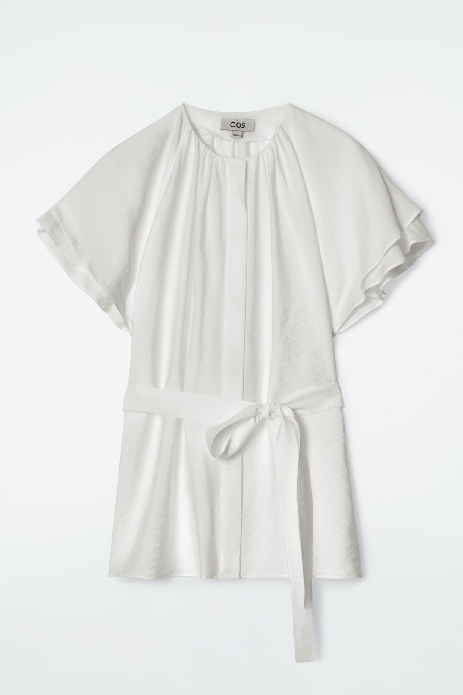 BLUSA A STRATI CON CINTURA - BIANCO/AZZURRO - 2