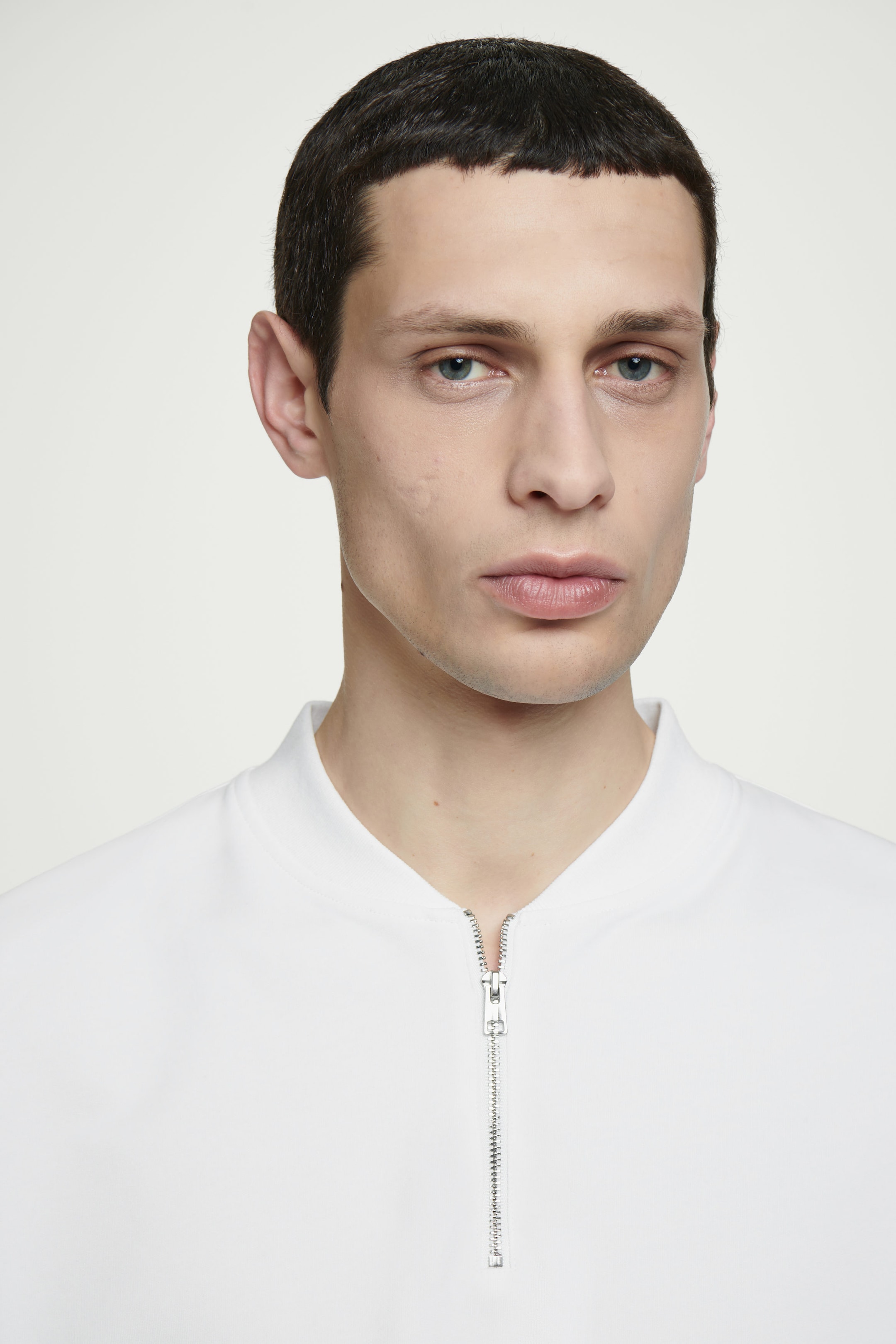 HALF-ZIP COTTON T-SHIRT
