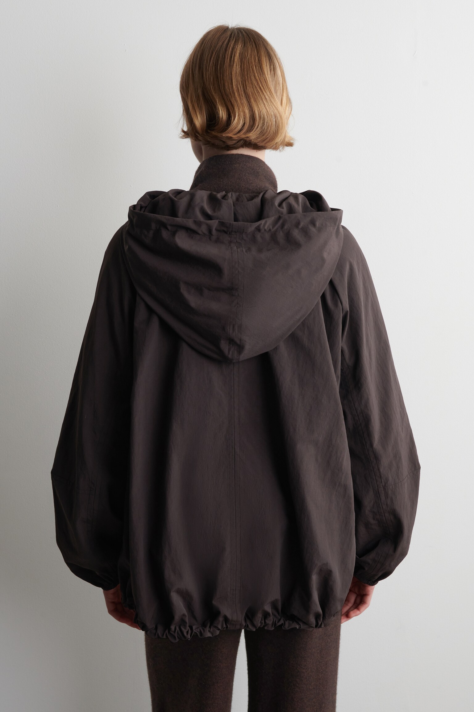 TECHNICAL HOODED PARKA JACKET - DARK BROWN/DARK RED - 7