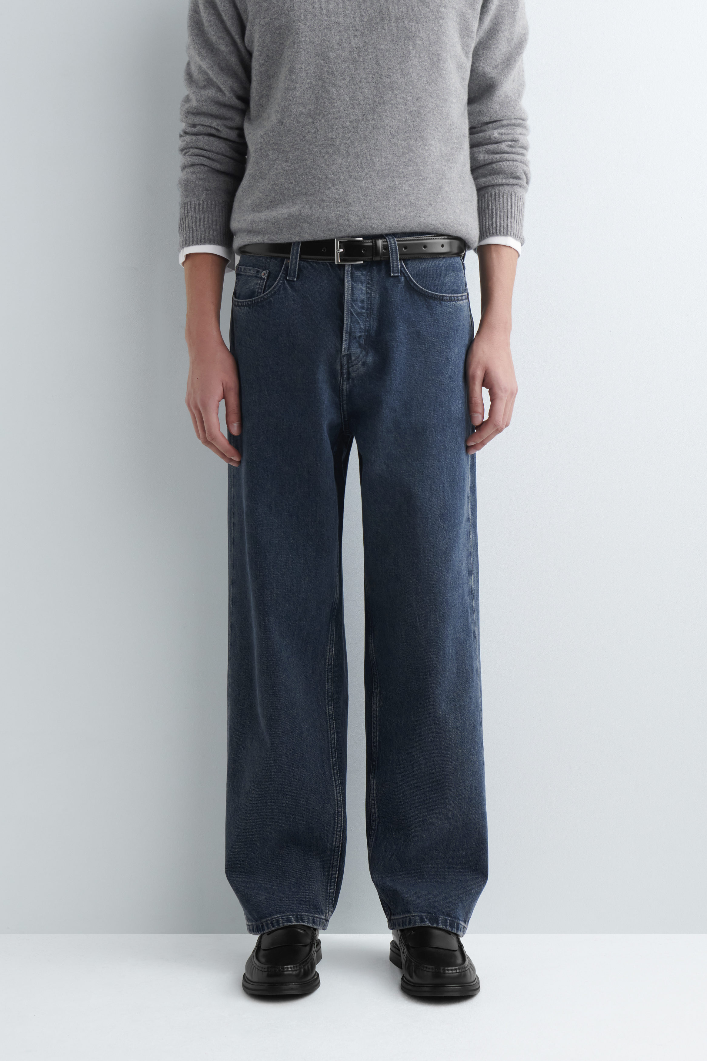 RIDER RELAXED-FIT STRAIGHT-LEG JEANS - DARK BLUE | COS US