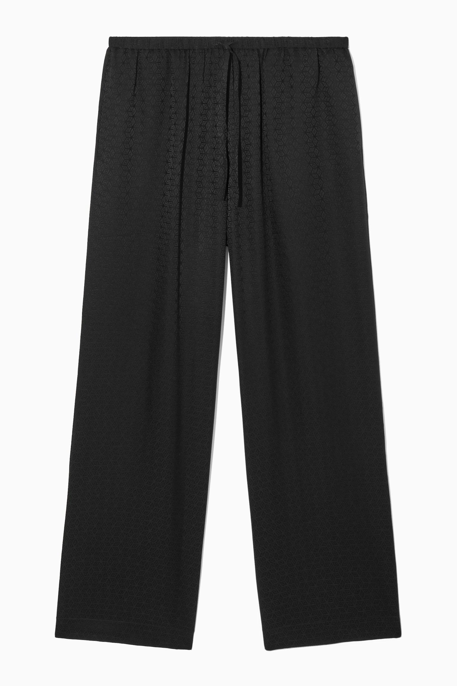 GEOMETRIC-JACQUARD SILK PYJAMA TROUSERS - BLACK / GEOMETRIC