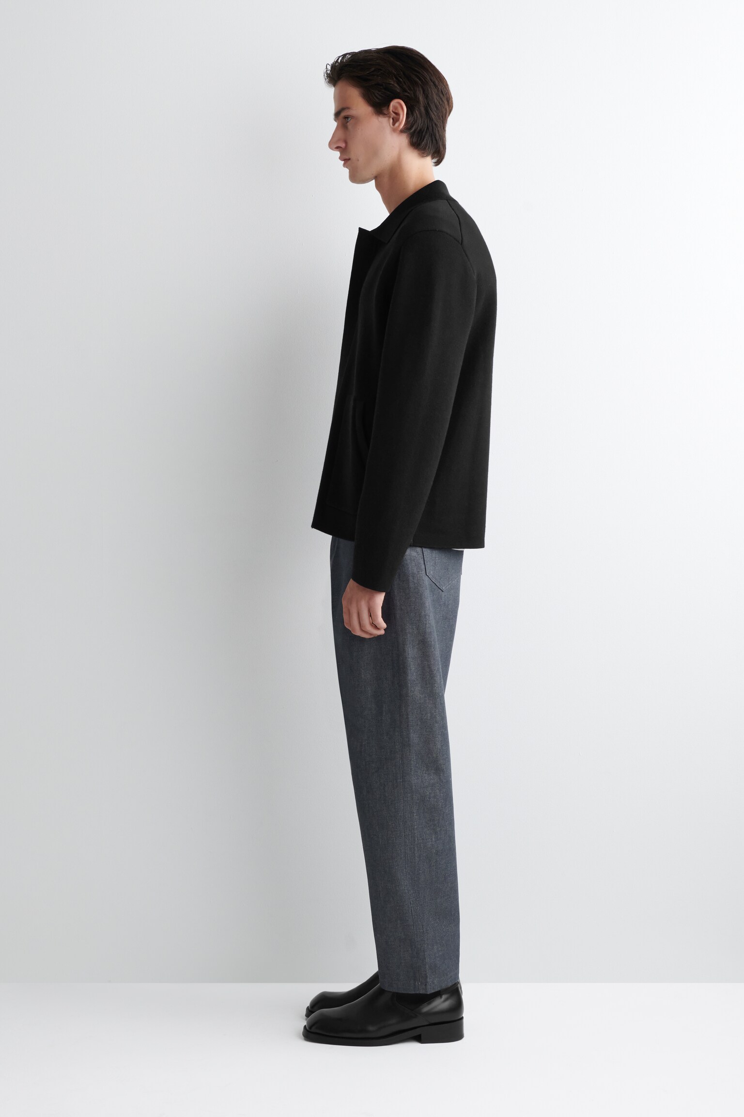 CHAQUETA DE LANA DE DOBLE FAZ - NEGRO - 4