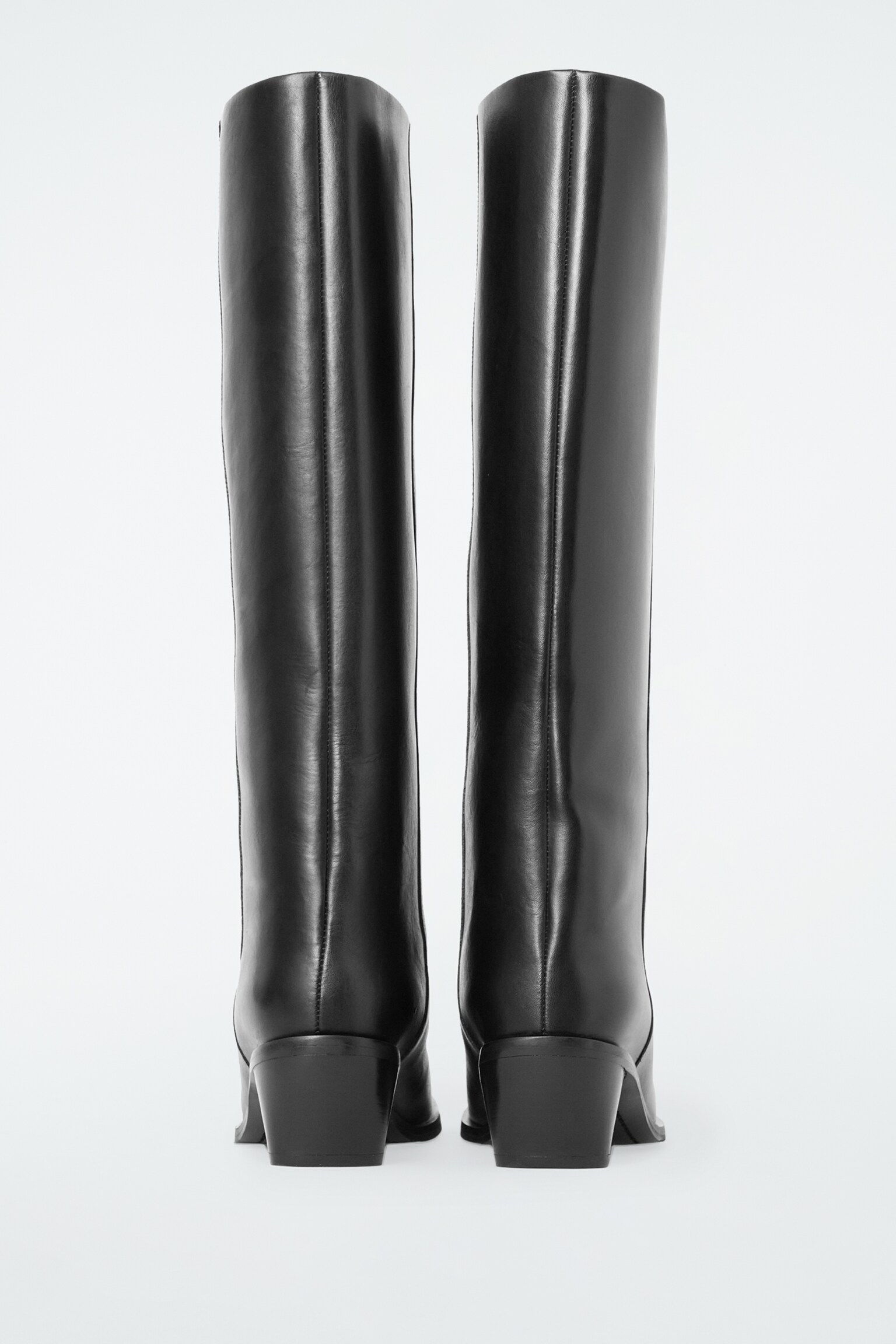 BOTTES MI-LONGUES EN CUIR À BOUT CARRÉ - NOIR - 2