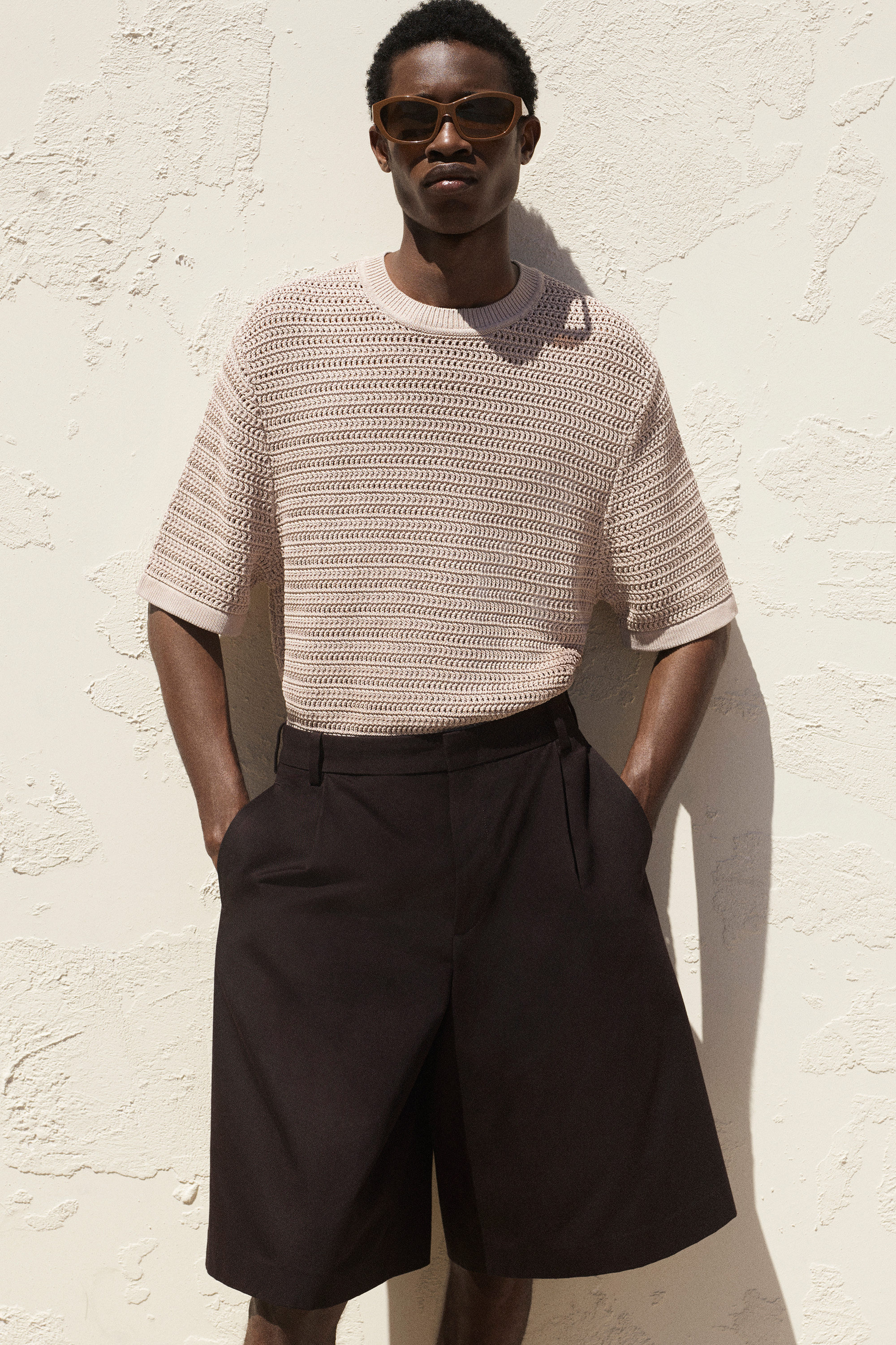 Tシャツ・カットソー MILLO ARCHIVE Crash Comfort Collar Knit OPEN-KNIT T-SHIRT - MOLE | COS