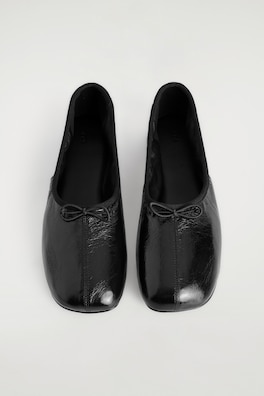 LEATHER BALLET FLATS — BLACK 2