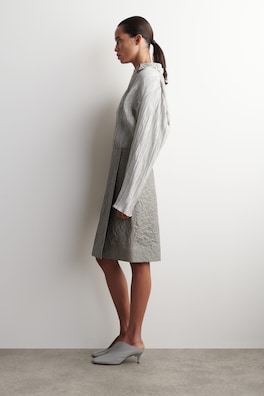 TEXTURED-LEATHER WRAP SKIRT — DOVE GRAY 3