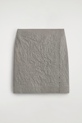 TEXTURED-LEATHER WRAP SKIRT — DOVE GRAY 6