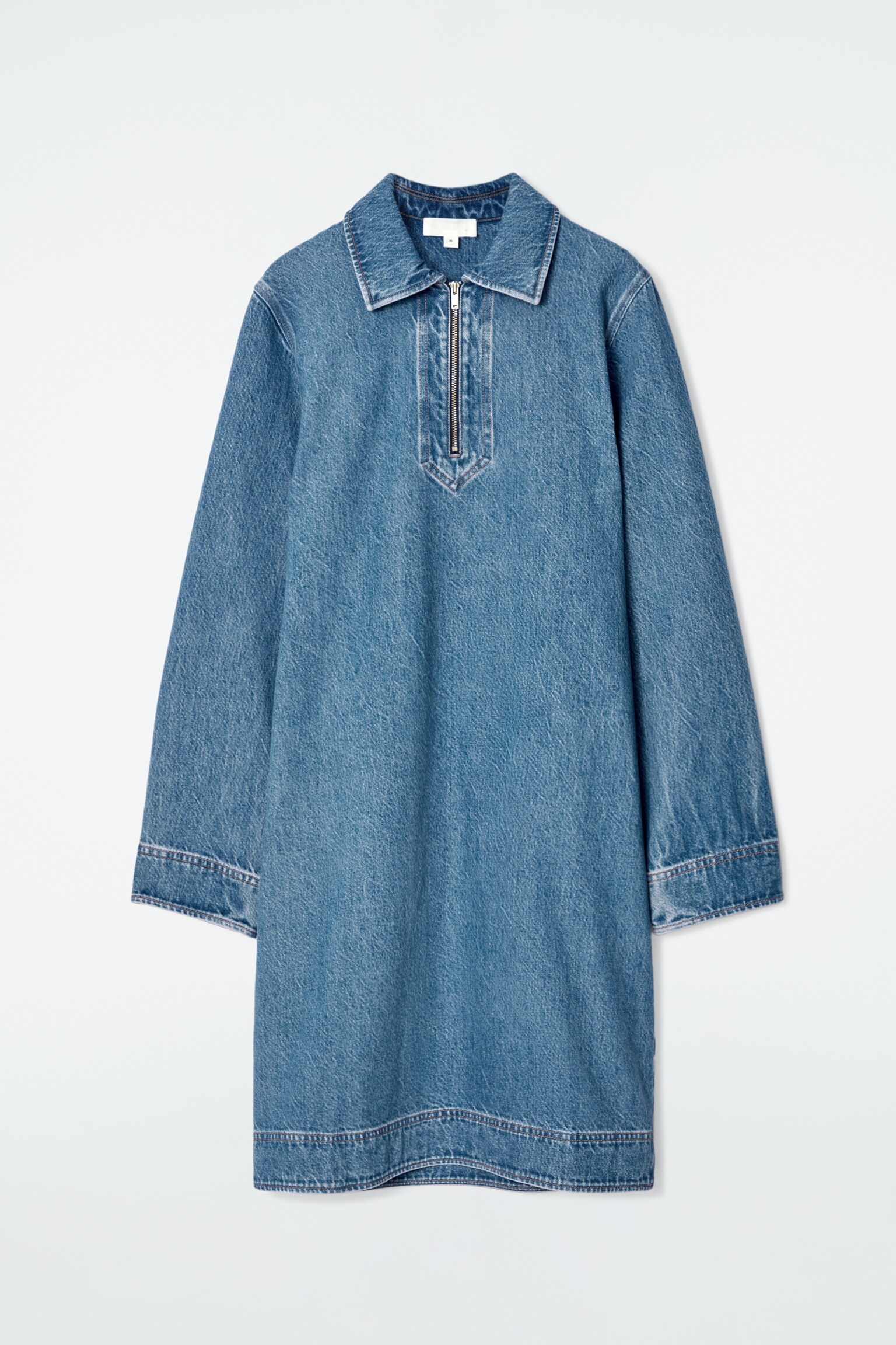 ROBE DEMI-ZIPPÉE EN DENIM - BLEU - 2