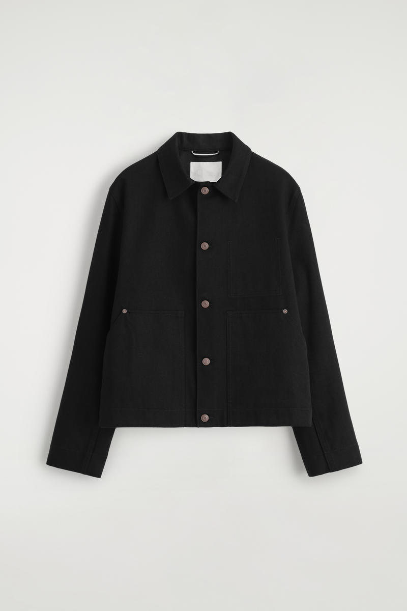 Cos Relaxed Denim Jacket In Black