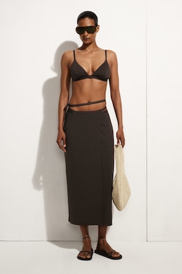 SARONG WRAP SKIRT — DARK BROWN 1