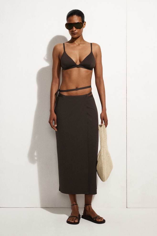 SARONG WRAP SKIRT — DARK BROWN