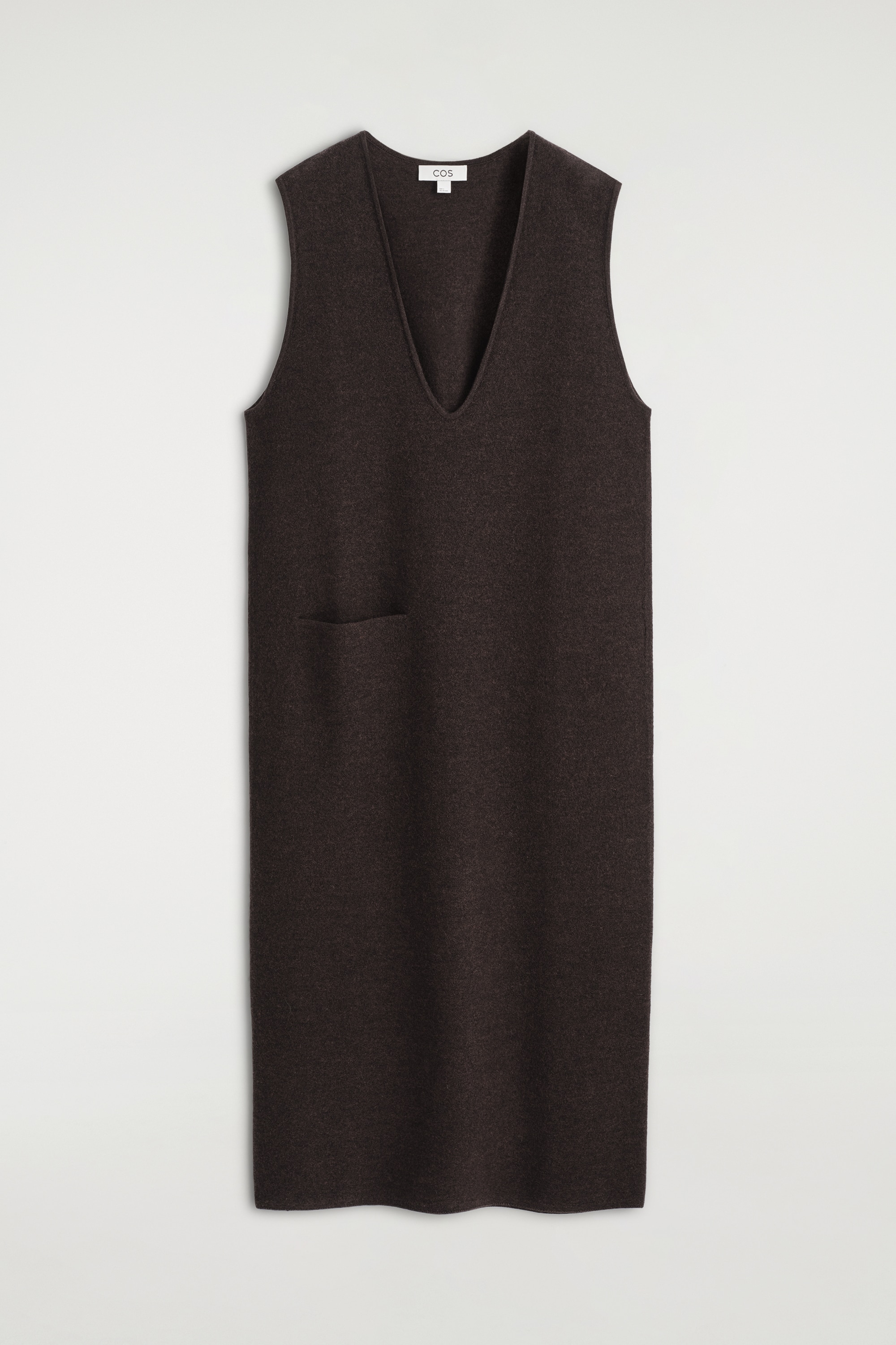 ABITO MIDI IN LANA COTTA - MARRONE SCURO/GRIGIO MÉLANGE