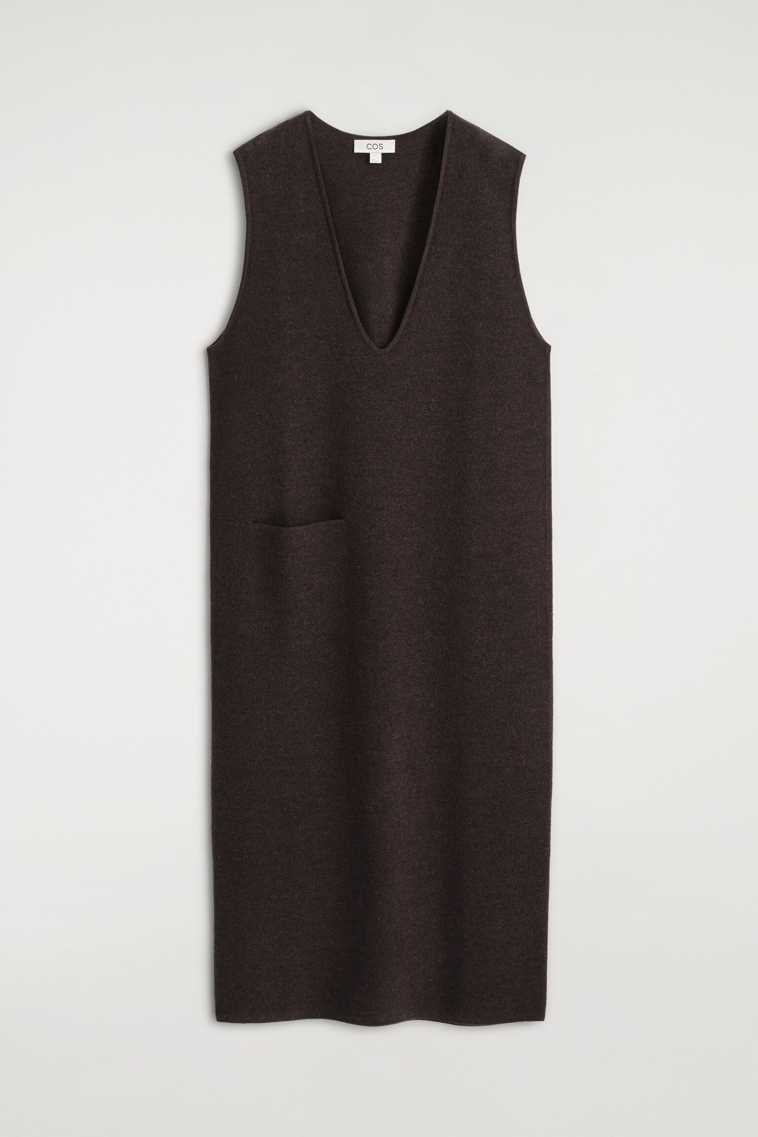 BOILED-WOOL MIDI DRESS - DARK BROWN/GREY MÉLANGE - 2