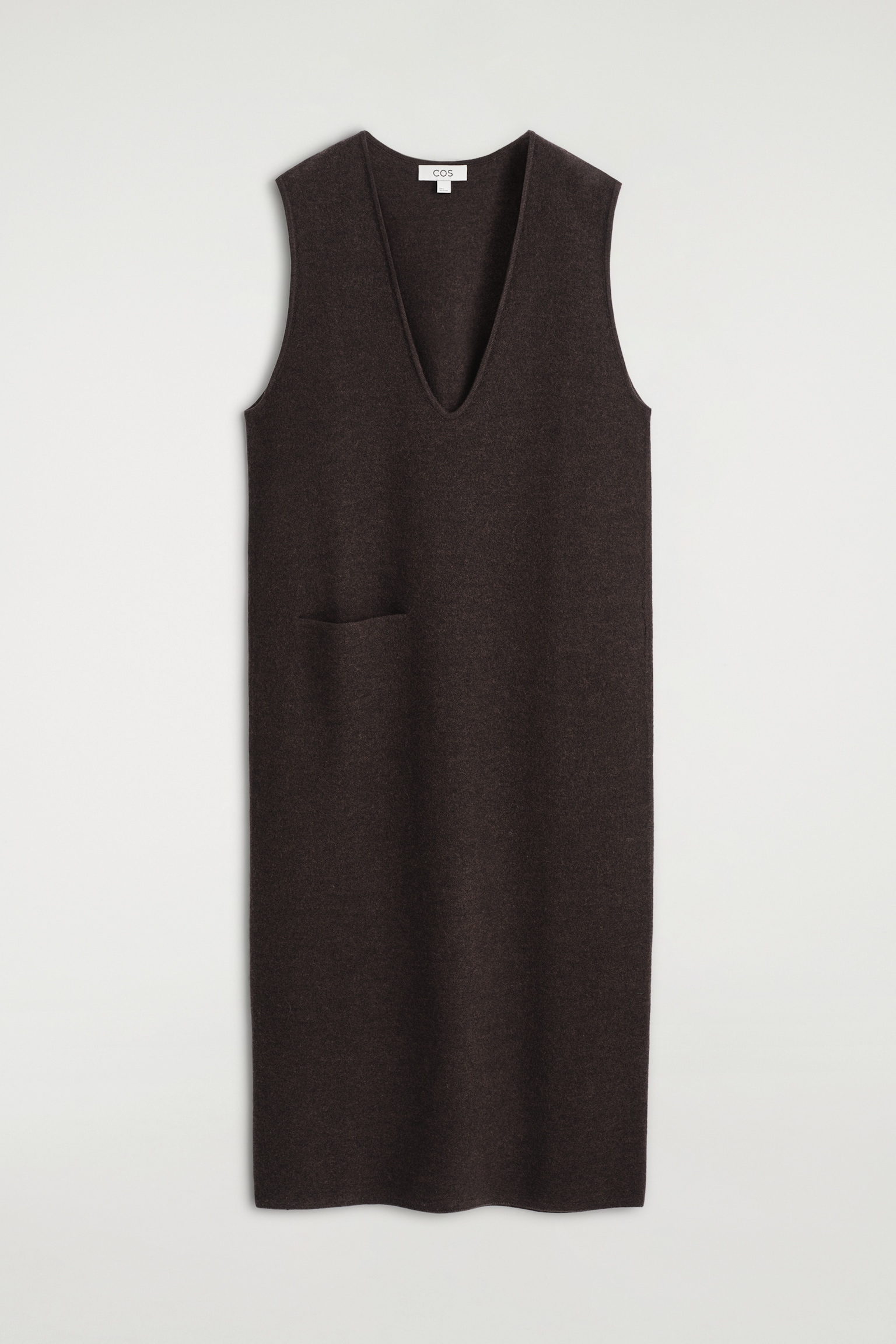 BOILED-WOOL MIDI DRESS - DARK BROWN/GREY MÉLANGE - 2