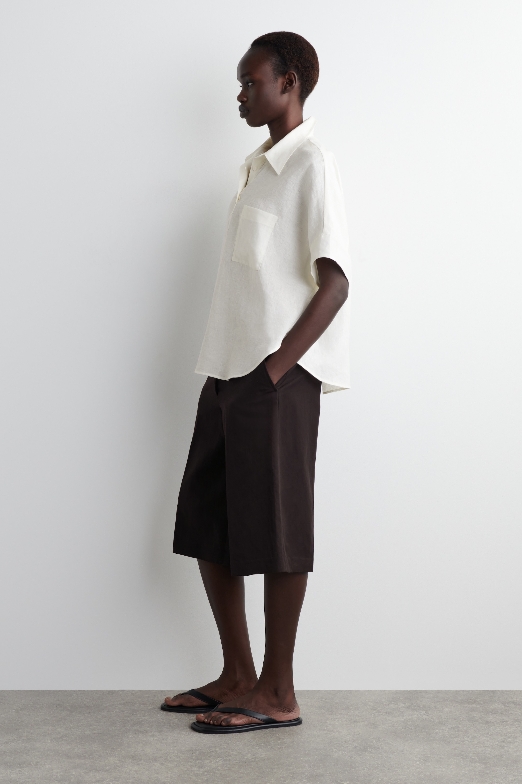 View larger image: LINEN HALF-PLACKET SHIRT - WHITE - Ladies | H&M GB 2