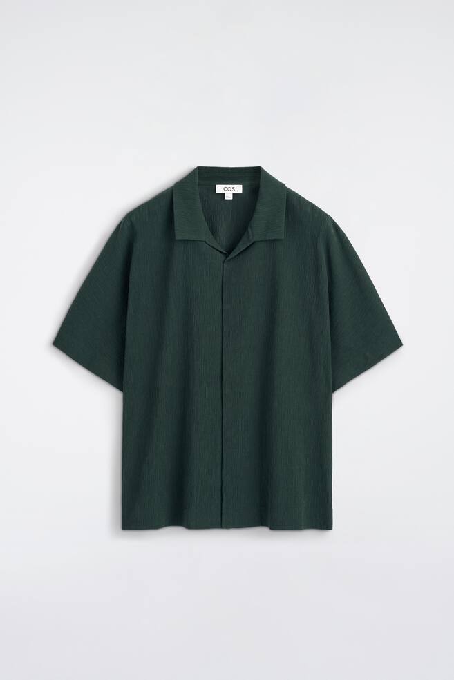 CRINKLED-COTTON SHIRT - DARK GREEN/BLACK - 1