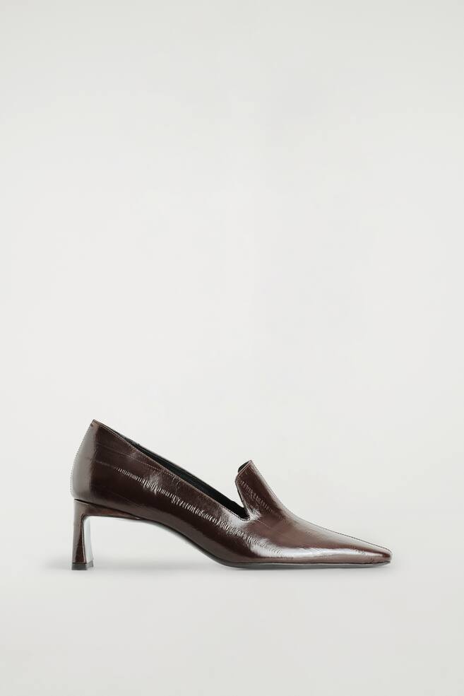 LOAFERS AUS LEDER MIT SCHRÄGEM ABSATZ - BRAUN/AAL-EFFEKT/SCHWARZ - 1