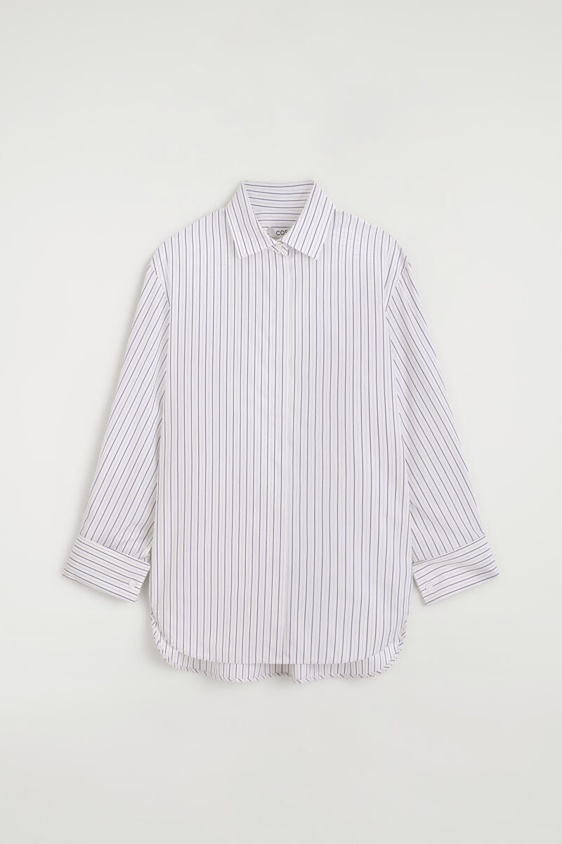 Cutaway-Collar Striped Cotton-Blend Shirt