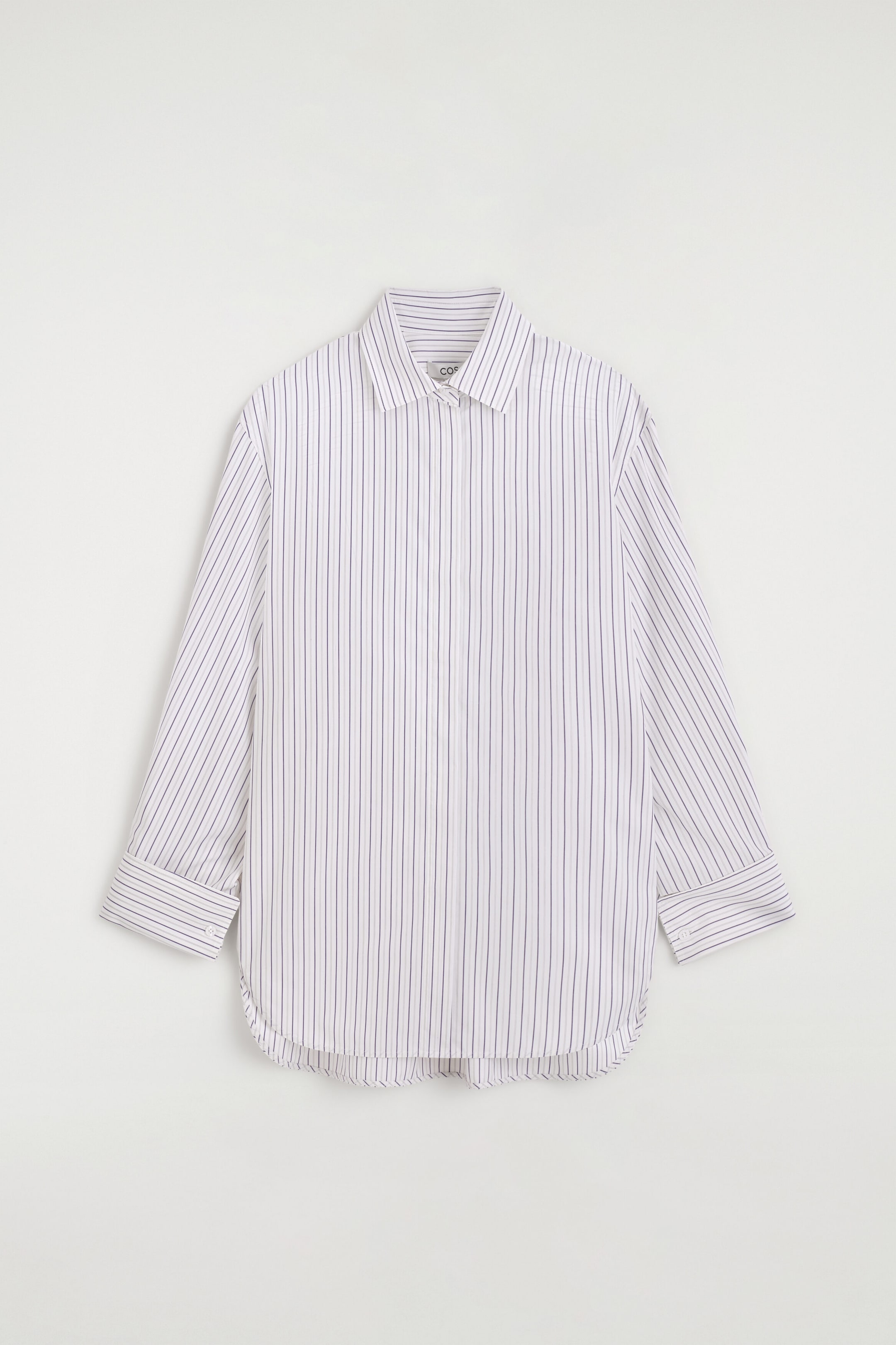 CUTAWAY-COLLAR STRIPED COTTON-BLEND SHIRT