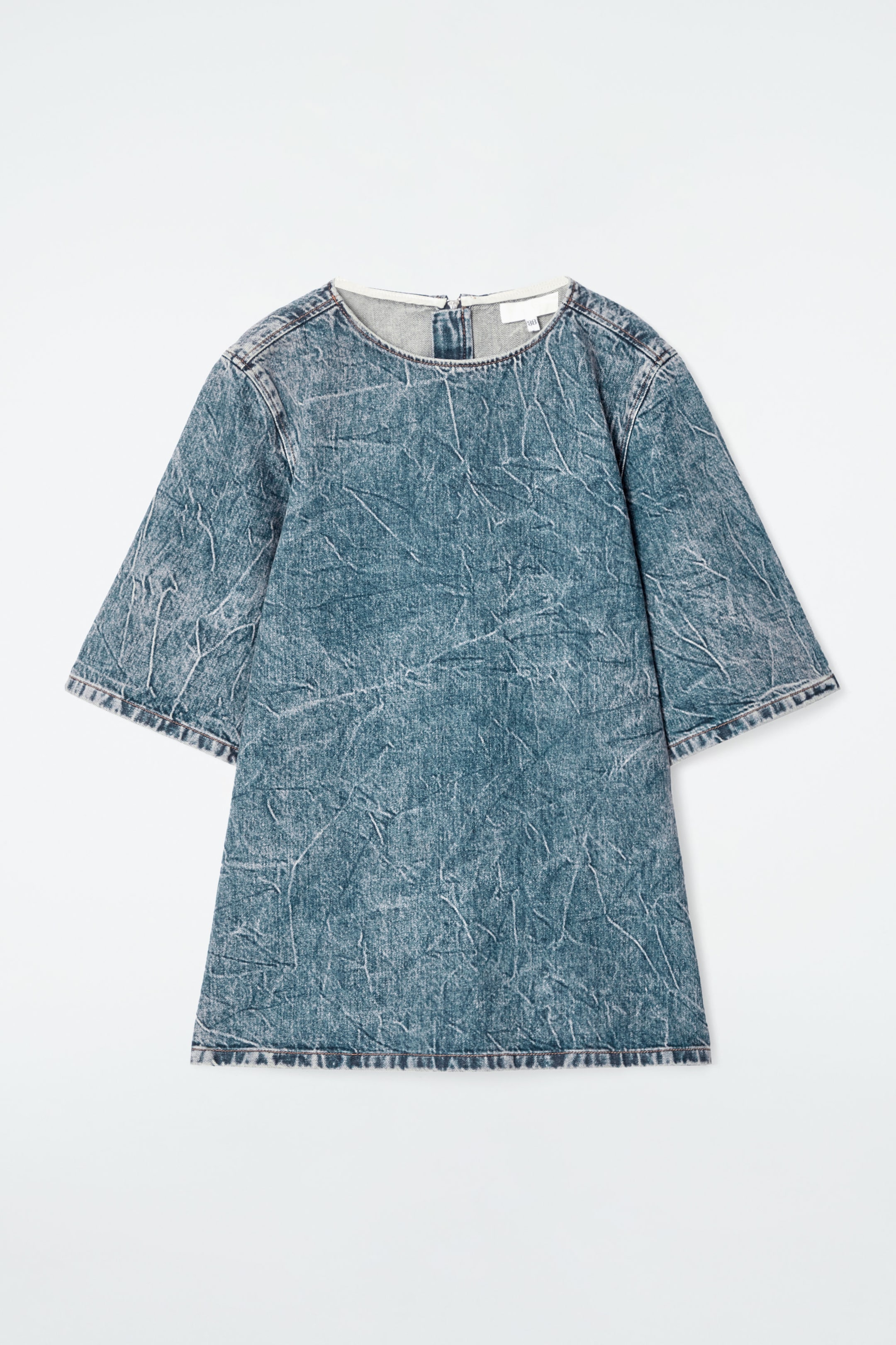 KORTÄRMAD TOPP I TVÄTTAD DENIM