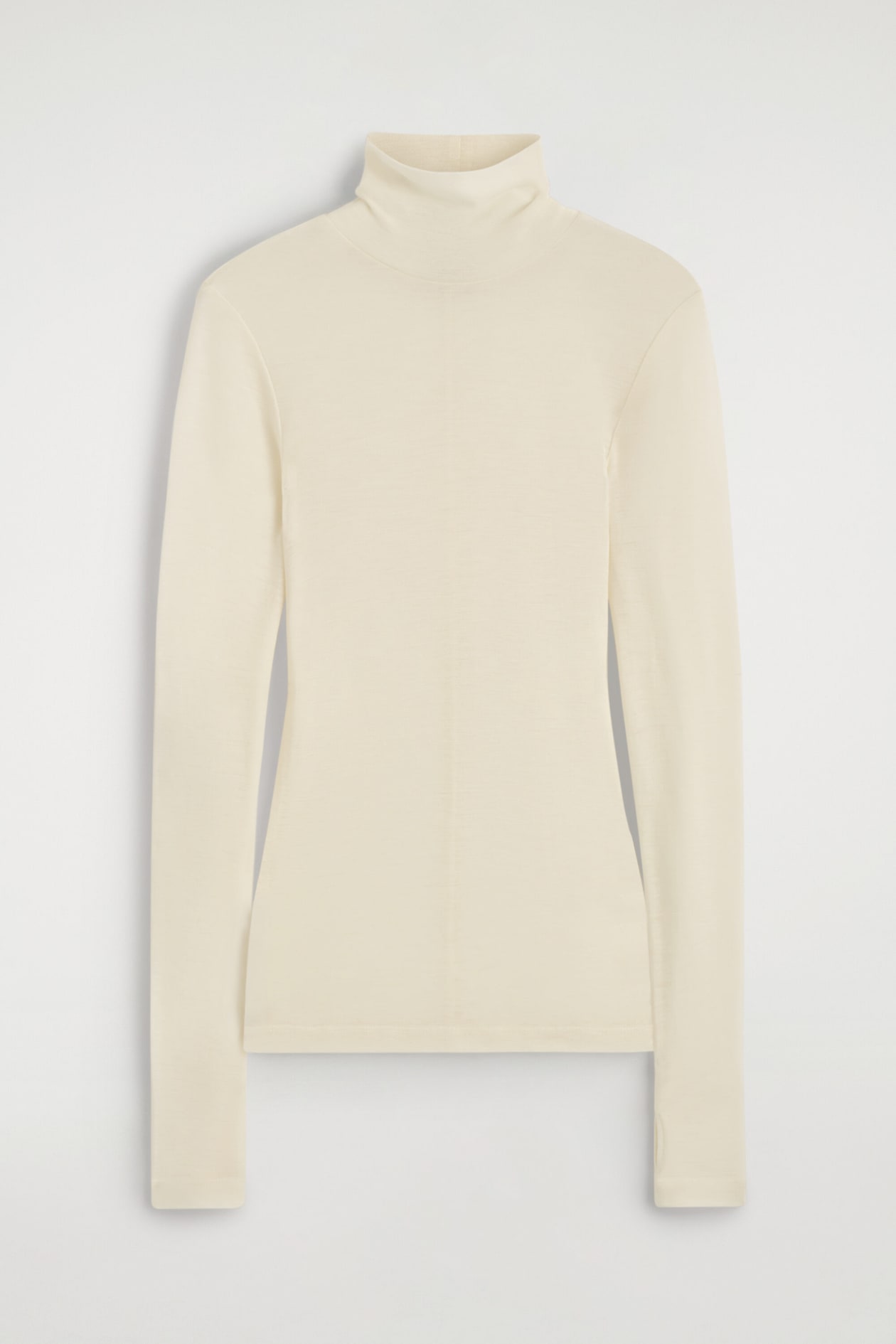 MERINO WOOL TURTLENECK TOP — CREAM