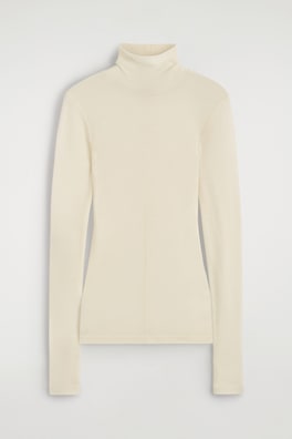 MERINO WOOL TURTLENECK TOP — CREAM 9