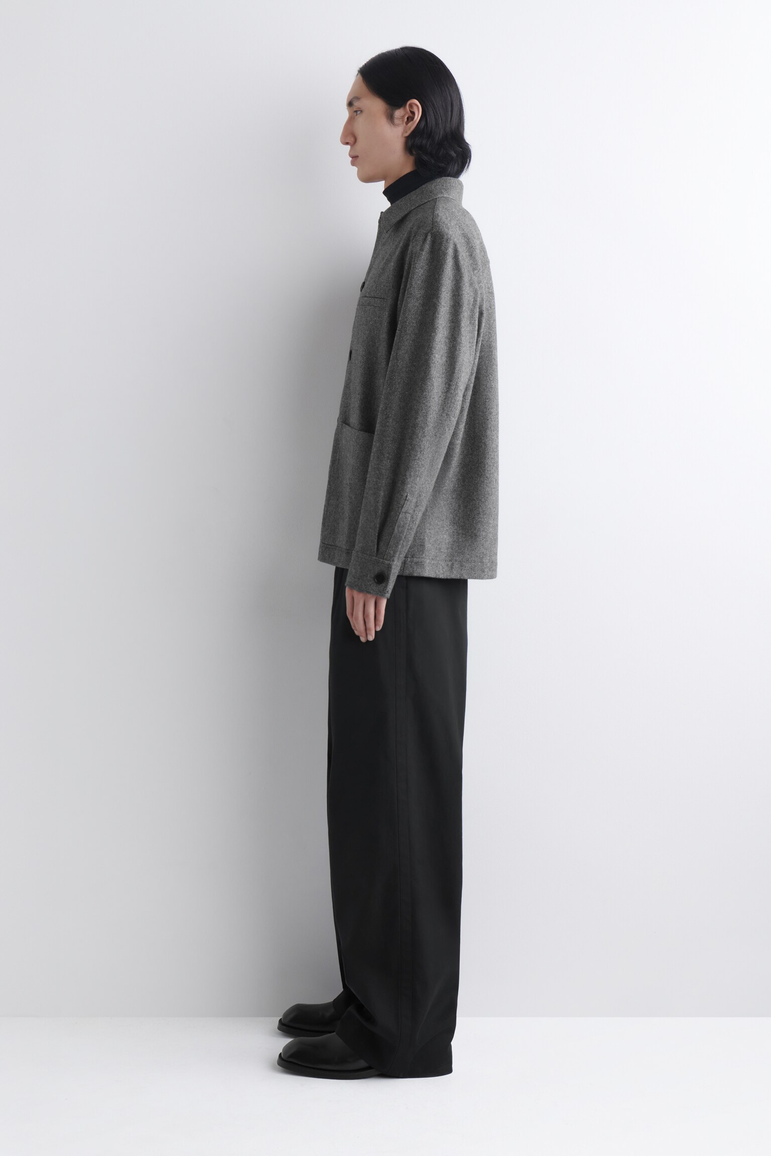 WOOL OVERSHIRT - GREY / BIRDSEYE/CHARCOAL / HERRINGBONE - 3