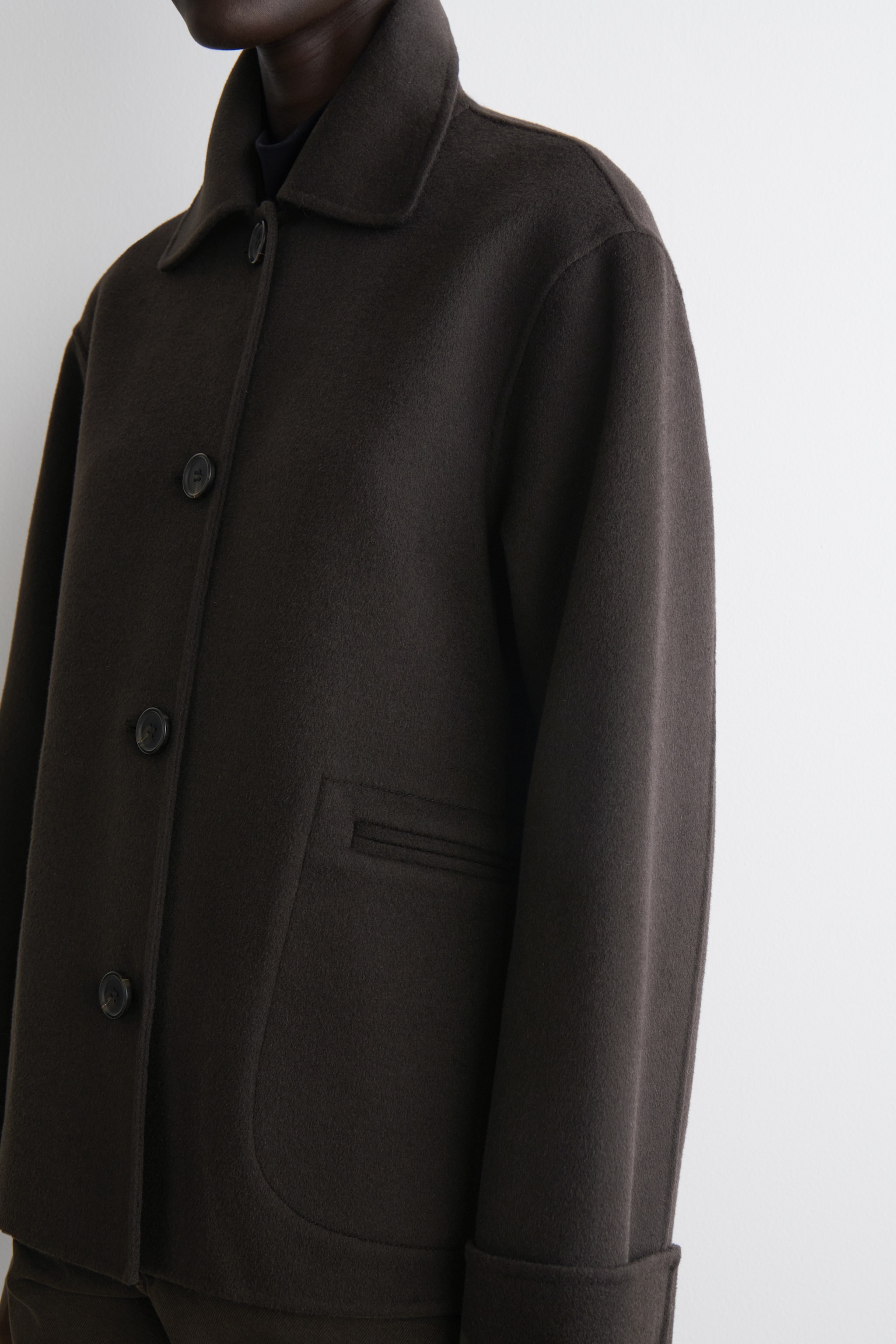 VESTE LAINE DOUBLE FACE - BRUN FONCÉ/NOIR - 4