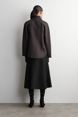 ROUNDED WOOL-BLEND SHIRT — BROWN 4