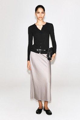 JERSEY CARDIGAN TOP — BLACK 2